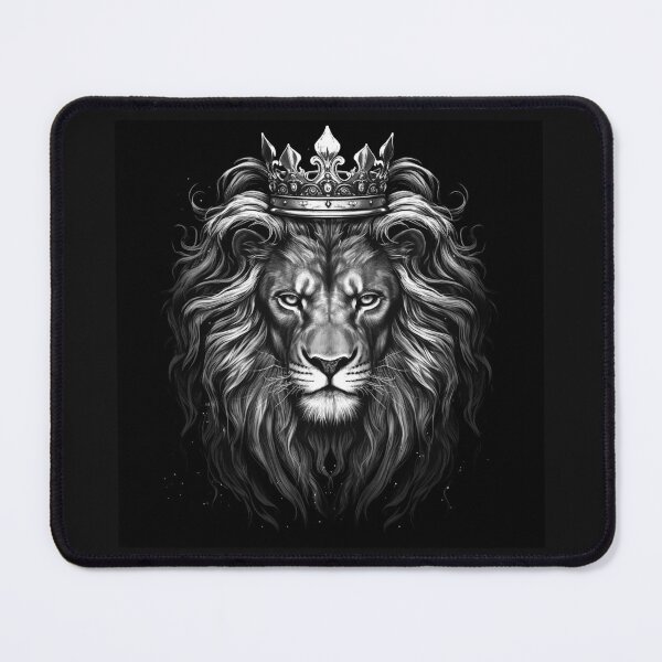 Item preview, Black and White Lion King Crown Majestic Wildlife Art designed and sold by inkoutninja.