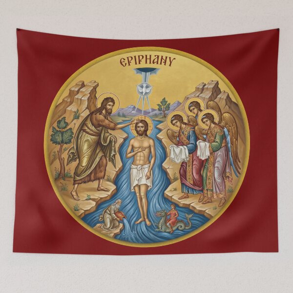 Item preview, Baptism of Jesus Christ orthodox icon designed and sold by ikonesrb.