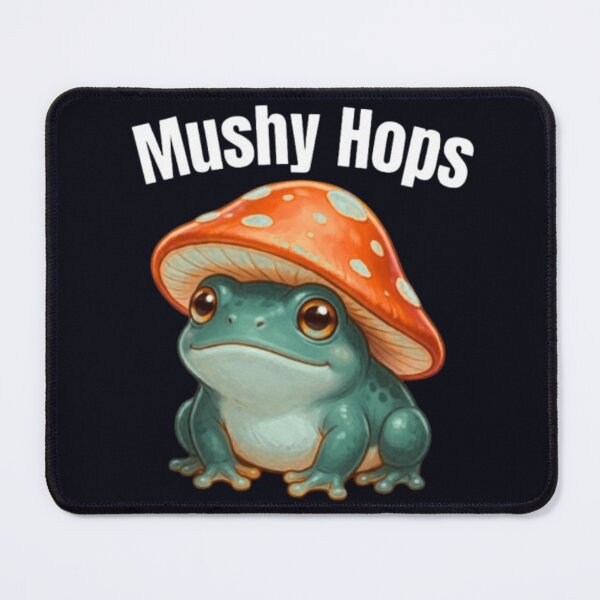Item preview, Mushy Hops Cute Frog Mushroom Pun Cartoon Animal Art designed and sold by HopeAndHustle.