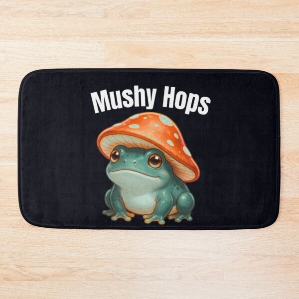 Item preview, Mushy Hops Cute Frog Mushroom Pun Cartoon Animal Art designed and sold by HopeAndHustle.