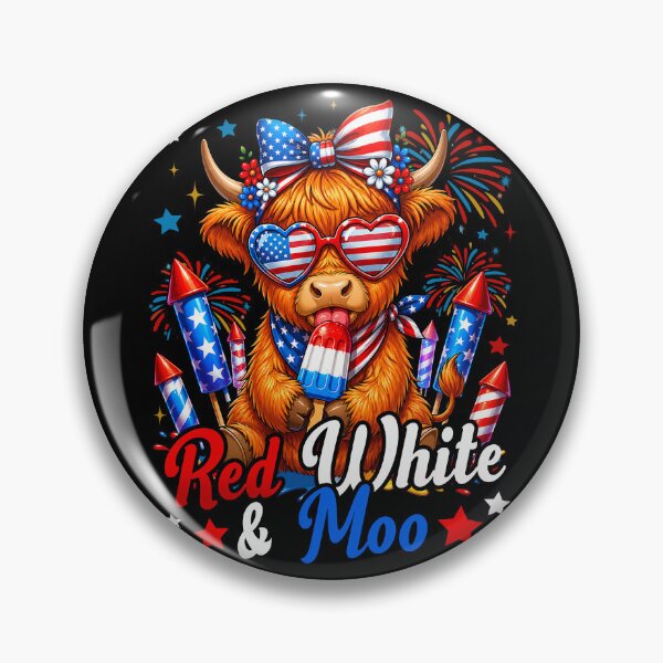 Item preview, 'Merica Highland Cow 4th of July Red White Blue Western Cow designed and sold by Patchina.