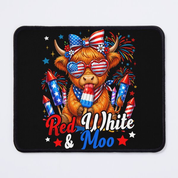 Item preview, 'Merica Highland Cow 4th of July Red White Blue Western Cow designed and sold by Patchina.