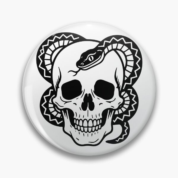 Artikelvorschau, Totenkopf, Schlange, Viper, Old School Blackwork Tattoo Flash Art entworfen und verkauft von villacruz.