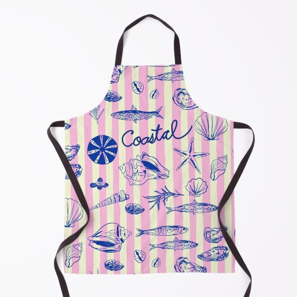 Item preview, Coastal Illustration with Pink Stripes, Shells, Sardines, and Oysters designed and sold by MaiZephyr.