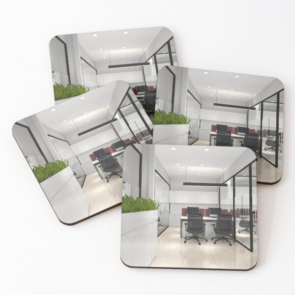 Item preview, Modern Glass-Partitioned Office Workspace with Indoor Planter designed and sold by ruchikadesigns.