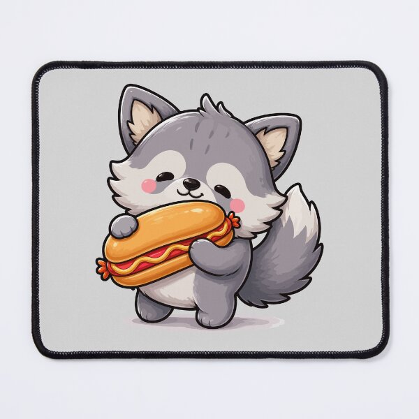 Item preview, Raccoon Eating Hot Dog Kawaii Cartoon designed and sold by ChosmahDrawing.