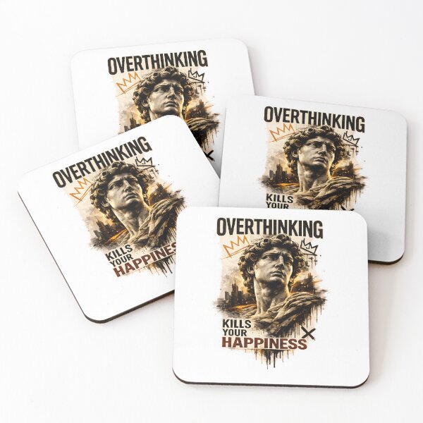 Item preview, Overthinking Kills Your Happiness T-Shirt | Motivational Greek Statue Streetwear Design | Dark Aesthetic Mental Health Art designed and sold by Divakar Fashion.