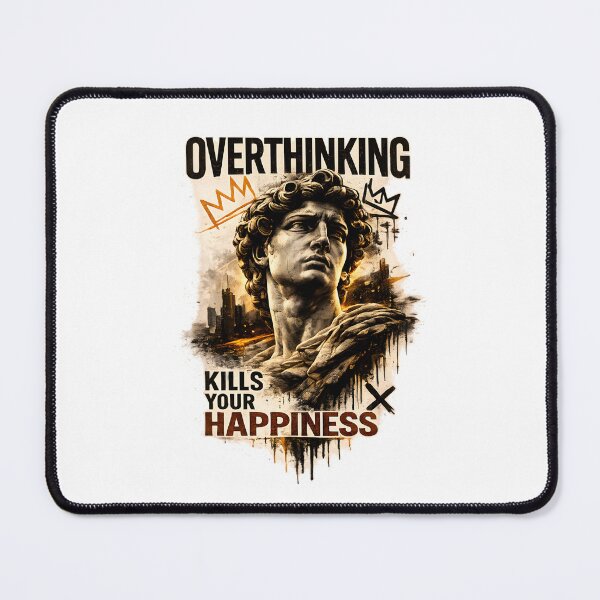 Item preview, Overthinking Kills Your Happiness T-Shirt | Motivational Greek Statue Streetwear Design | Dark Aesthetic Mental Health Art designed and sold by Divakar Fashion.