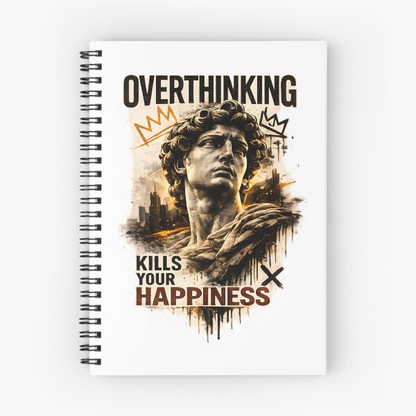 Item preview, Overthinking Kills Your Happiness T-Shirt | Motivational Greek Statue Streetwear Design | Dark Aesthetic Mental Health Art designed and sold by Divakar Fashion.