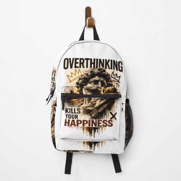 Item preview, Overthinking Kills Your Happiness T-Shirt | Motivational Greek Statue Streetwear Design | Dark Aesthetic Mental Health Art designed and sold by Divakar Fashion.