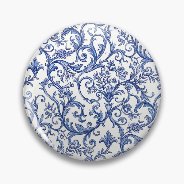 Item preview, Sophisticated Blue Botanical Pattern Chinoiserie Baroque Scroll designed and sold by SplashTastic.