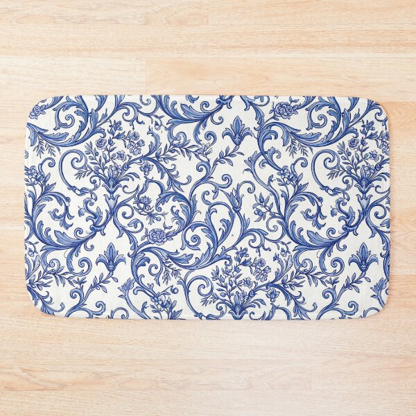 Item preview, Sophisticated Blue Botanical Pattern Chinoiserie Baroque Scroll designed and sold by SplashTastic.
