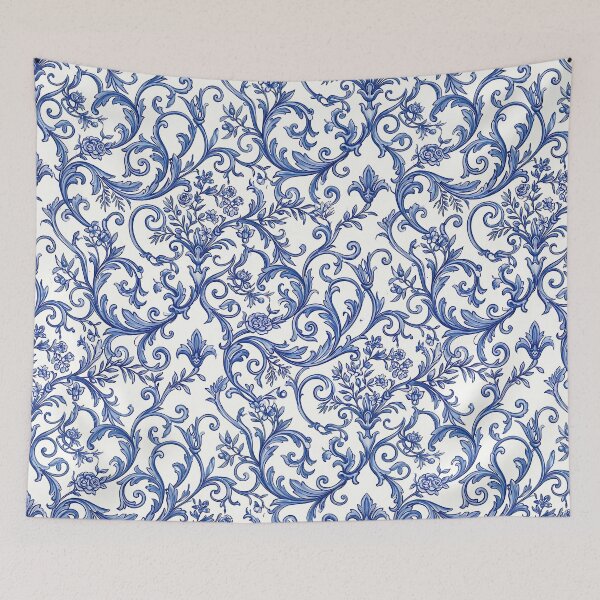 Item preview, Sophisticated Blue Botanical Pattern Chinoiserie Baroque Scroll designed and sold by SplashTastic.
