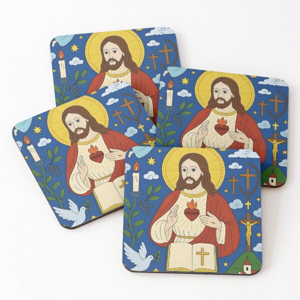 Item preview, Sacred Heart Jesus Colorful Illustration designed and sold by Peac7e.