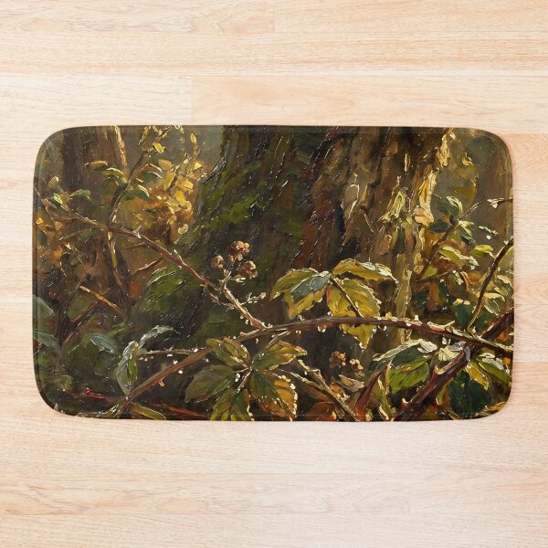 Item preview, Enchanted Forest Undergrowth Oil Painting  Moody Woodland Sunlight Art designed and sold by cr6zym1nd.
