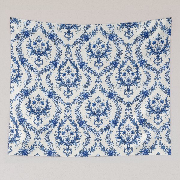 Item preview, Seamless Luxury Blue Damask Mediterranean Floral Ornate Blue Pattern designed and sold by SplashTastic.