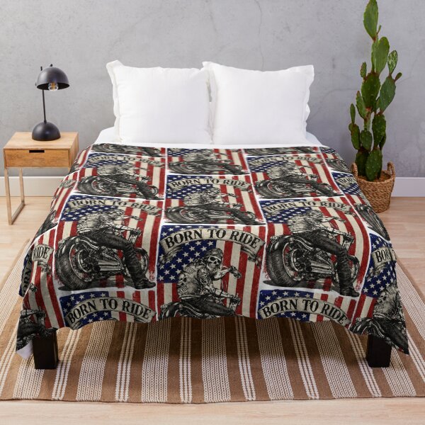 Item preview, Born To Ride - Skull Biker American Flag designed and sold by Vicky021.
