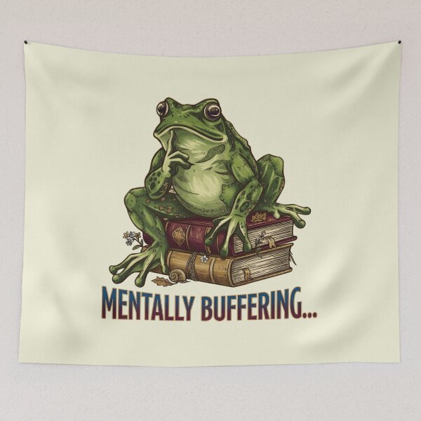 Item preview, Mentally Buffering Frog - Vintage Aesthetic Thinking Frog Meme designed and sold by ZyxDes.