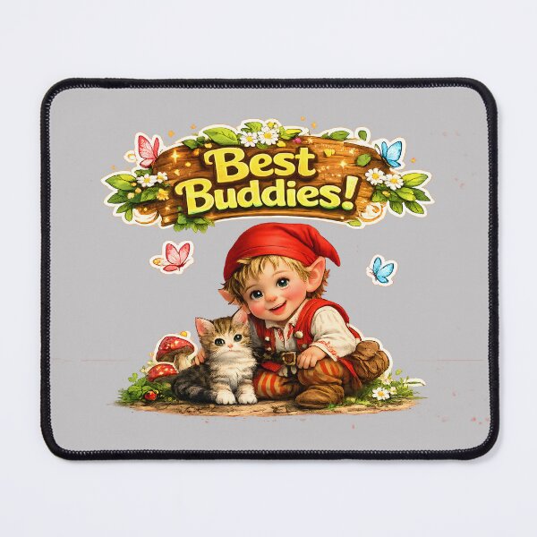 Item preview, Best Buddies Cute Elf and Kitten Design designed and sold by PMDesignStudio.