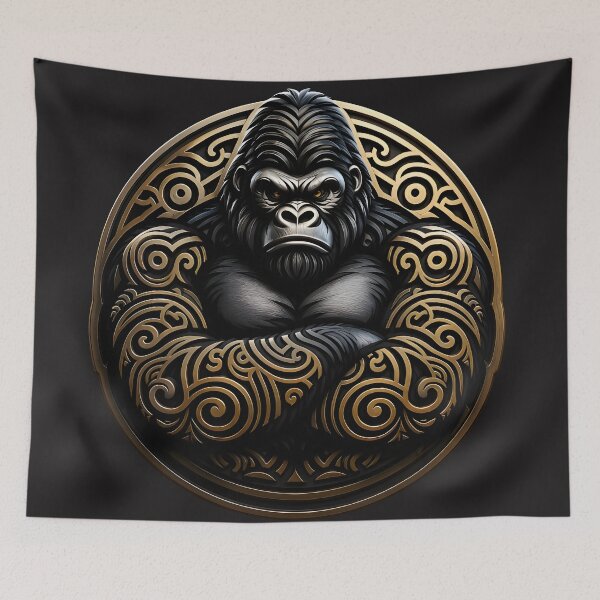 Item preview, Tribal Gorilla King – 3D Warrior Emblem designed and sold by Rostislav Tarasenko.
