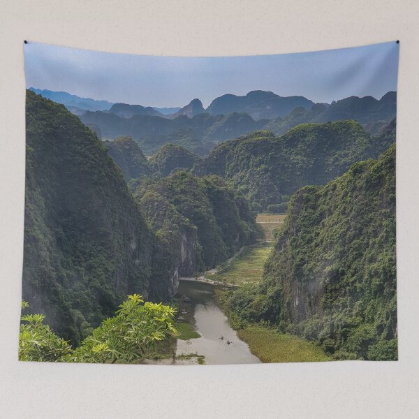 Item preview, Ngo Dong River from Lying Dragon Mountain Summit - Tam Coc Valley | Cinematic Ninh Binh Vietnam Art designed and sold by Ross.A.Campbell.