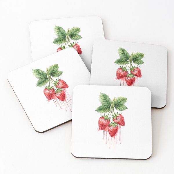Item preview, Vintage Watercolor Strawberry Drip Art - Botanical Fruit Illustration designed and sold by Atlasoloji.