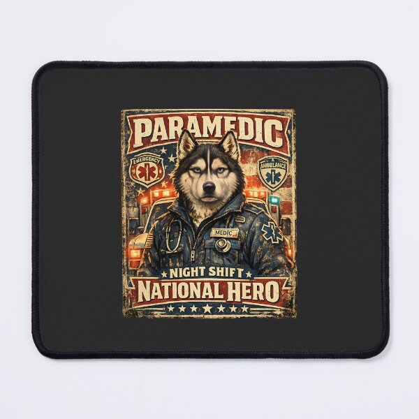 Item preview, Funny Vintage Husky Paramedic Night Shift National Hero EMT EMS Dog Gift designed and sold by ClinicalHubs.