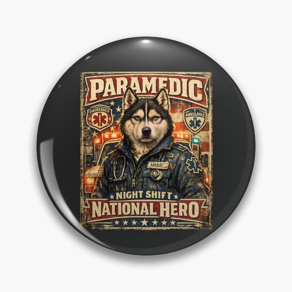 Item preview, Funny Vintage Husky Paramedic Night Shift National Hero EMT EMS Dog Gift designed and sold by ClinicalHubs.