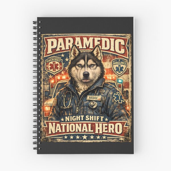 Item preview, Funny Vintage Husky Paramedic Night Shift National Hero EMT EMS Dog Gift designed and sold by ClinicalHubs.
