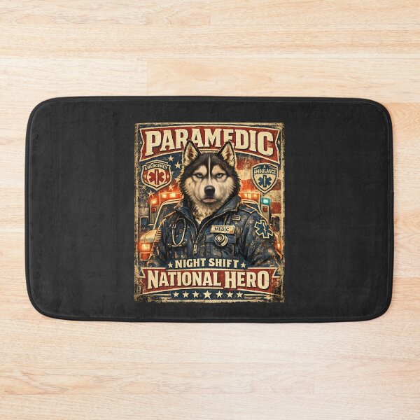 Item preview, Funny Vintage Husky Paramedic Night Shift National Hero EMT EMS Dog Gift designed and sold by ClinicalHubs.