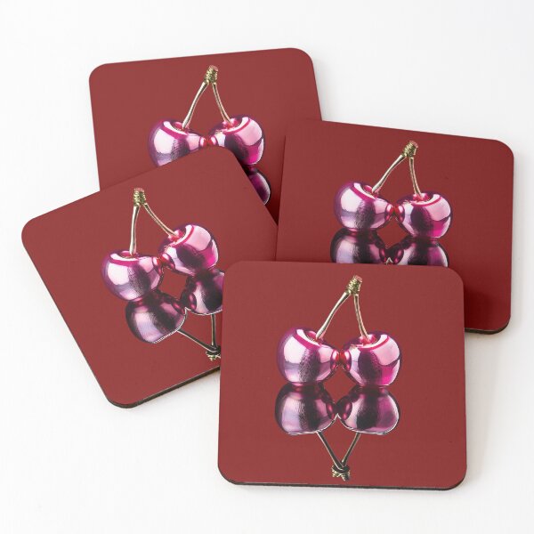 Item preview, Glossy metallic cherries on black background designed and sold by ChernivtsiSkoda.