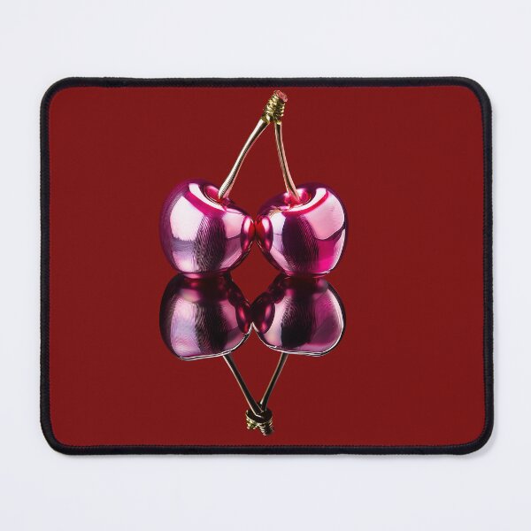 Item preview, Glossy metallic cherries on black background designed and sold by ChernivtsiSkoda.