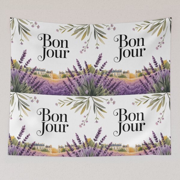 Item preview, Bonjour Lavender Fields – French Countryside Cottage Landscape designed and sold by EmeraldeaArt.