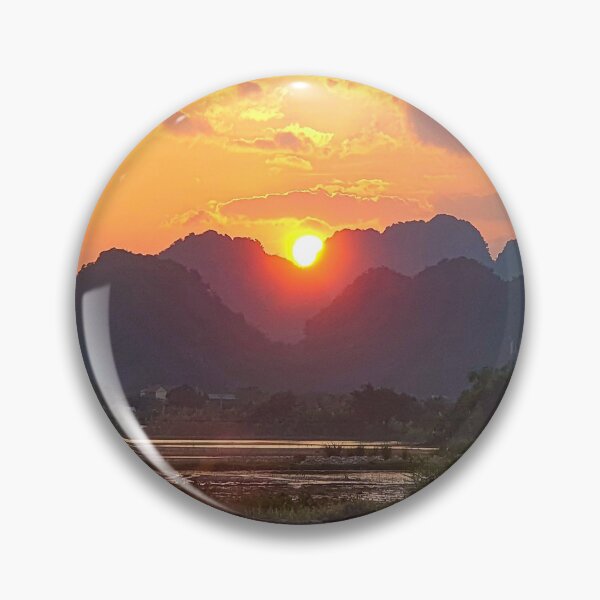 Item preview, Sunset over Trang An Karst Peaks - Golden Hour Ninh Binh | Majestic Vietnam Landscape Art designed and sold by Ross.A.Campbell.