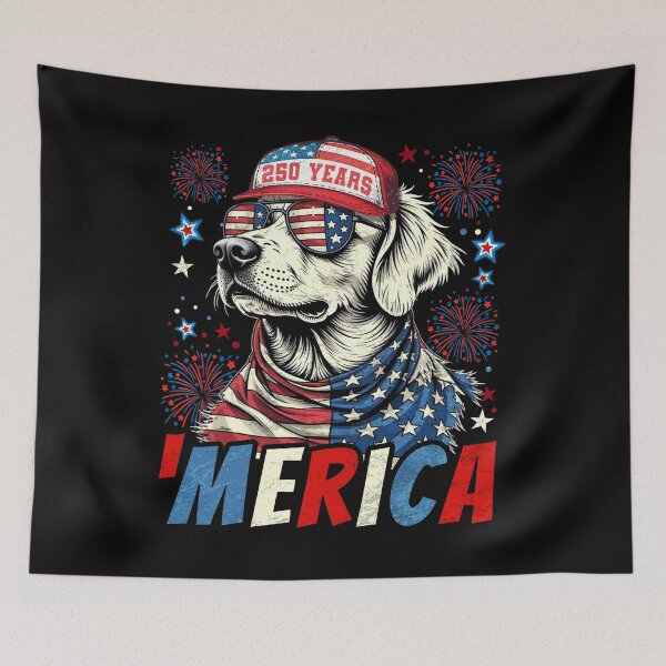 Item preview, golden dog merica 4th of july designed and sold by schoolofbullies.