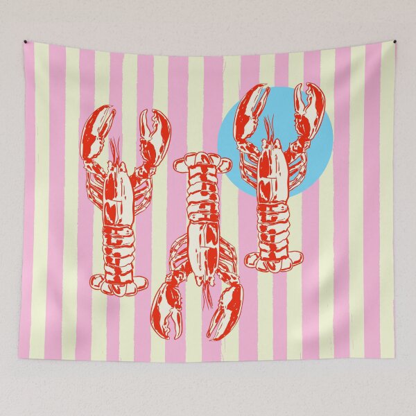 Item preview, Trendy Lobster Sunset with Pink Stripes Coastal designed and sold by MaiZephyr.