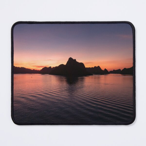 Item preview, Sunset over Ha Long Bay - Golden Hour | Majestic Vietnam Seascape Art designed and sold by Ross.A.Campbell.