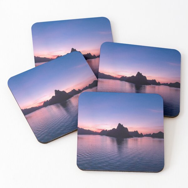 Item preview, Sunset over Ha Long Bay - Golden Hour | Majestic Vietnam Seascape Art designed and sold by Ross.A.Campbell.