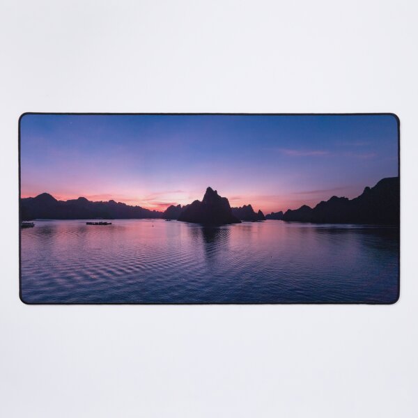 Item preview, Sunset over Ha Long Bay - Golden Hour | Majestic Vietnam Seascape Art designed and sold by Ross.A.Campbell.