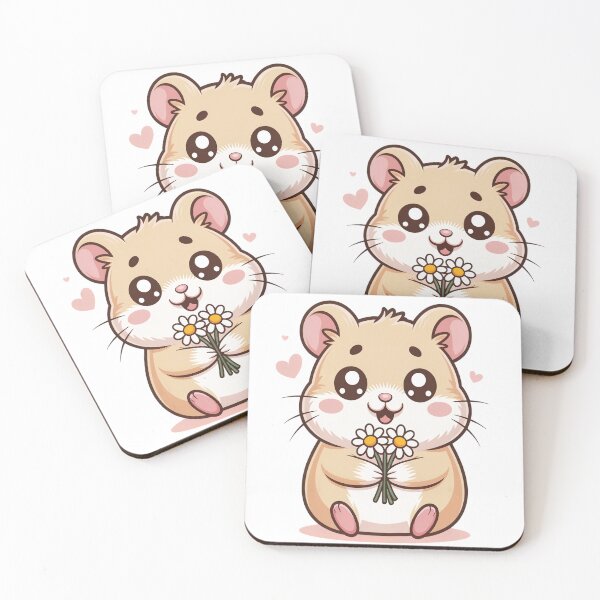 Item preview, Cute Kawaii Hamster Holding Daisies Wholesome Floral Animal Art designed and sold by AlexandraSand.