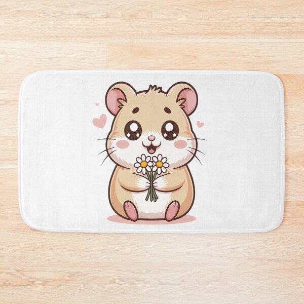 Item preview, Cute Kawaii Hamster Holding Daisies Wholesome Floral Animal Art designed and sold by AlexandraSand.