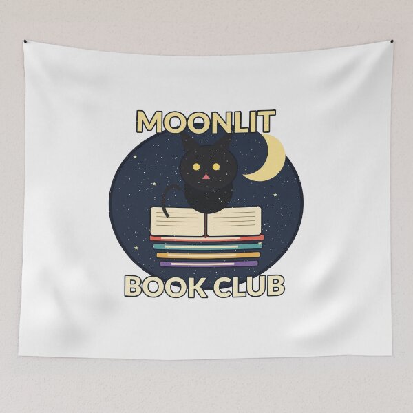 Item preview, Moonlit Book Club Cute Black Cat Book Lover Design designed and sold by Cozy Oddities Studio.