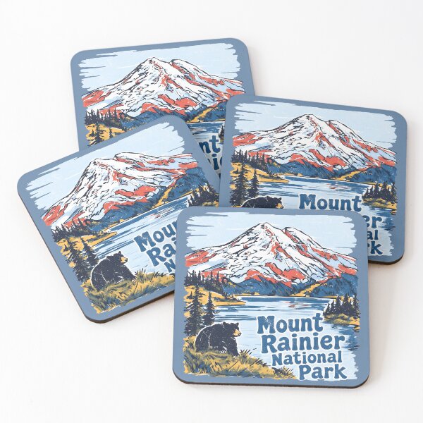 Item preview, Mount Rainier National Park Colorful Landscape Cute Bear designed and sold by HowToCanadian.