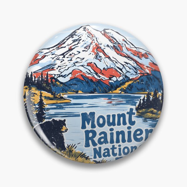 Item preview, Mount Rainier National Park Colorful Landscape Cute Bear designed and sold by HowToCanadian.