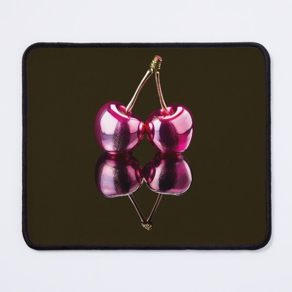 Item preview, Glossy metallic cherries on black background designed and sold by ChernivtsiSkoda.
