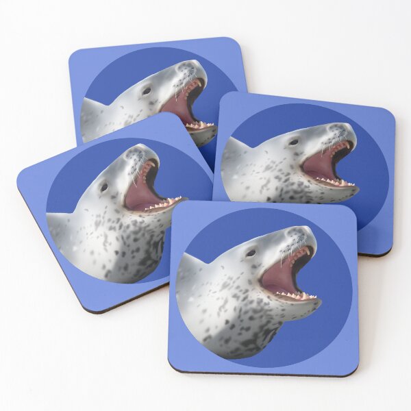 Item preview, Leopard Seal Yawn on Blue designed and sold by GivernyKate.