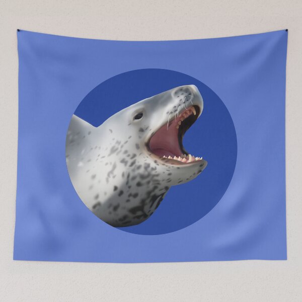 Item preview, Leopard Seal Yawn on Blue designed and sold by GivernyKate.