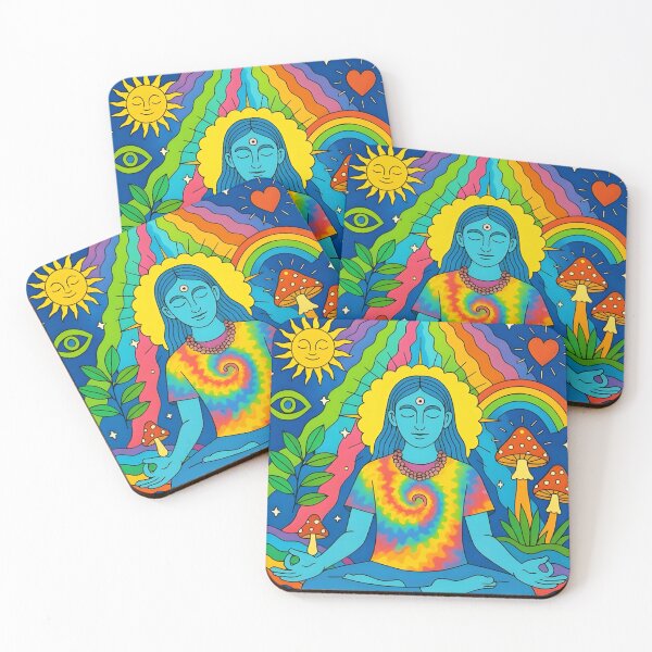 Item preview, Psychedelic Rainbow Buddha Meditation Art designed and sold by Peac7e.