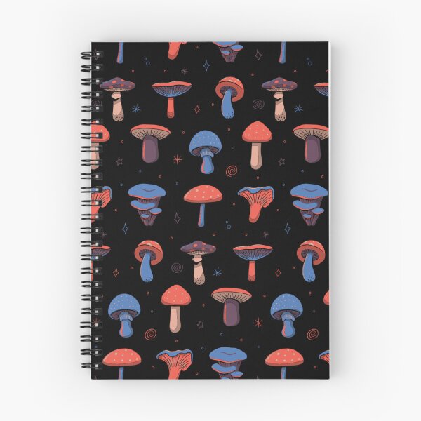Item preview, Dark Cottagecore Mushroom Seamless Pattern Red Blue Botanical Fungi Art designed and sold by DERA RAY.
