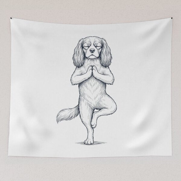 Item preview, Vintage Cavalier King Charles Spaniel Yoga Tree Pose Dog Mom Lover designed and sold by TerryConnells.